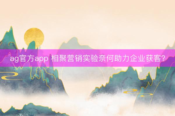 ag官方app 相聚營銷實驗奈何助力企業獲客？