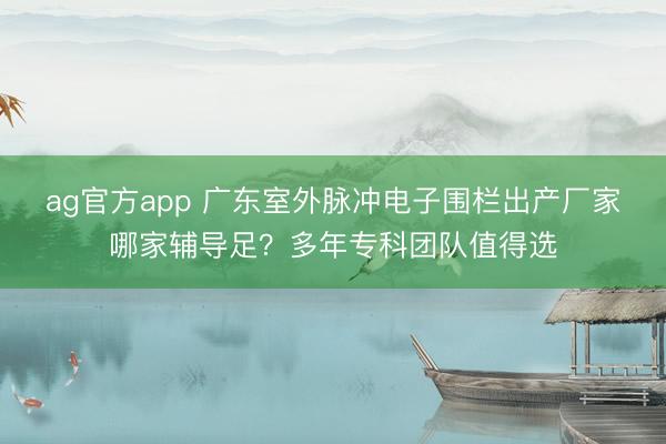 ag官方app 廣東室外脈沖電子圍欄出產(chǎn)廠家哪家輔導(dǎo)足?多年專科團(tuán)隊(duì)值得選