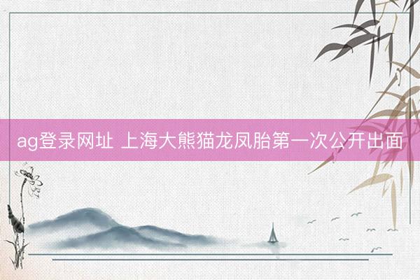 ag登錄網(wǎng)址 上海大熊貓龍鳳胎第一次公開(kāi)出面