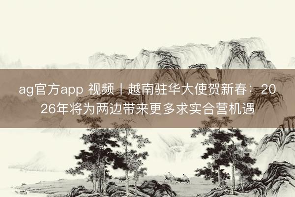 ag官方app 視頻丨越南駐華大使賀新春:2026年將為兩邊帶來更多求實合營機遇